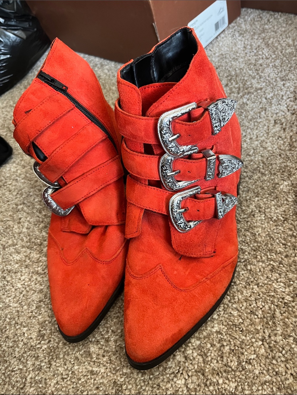 ASOS Suede Triple Buckle Ankle Boots